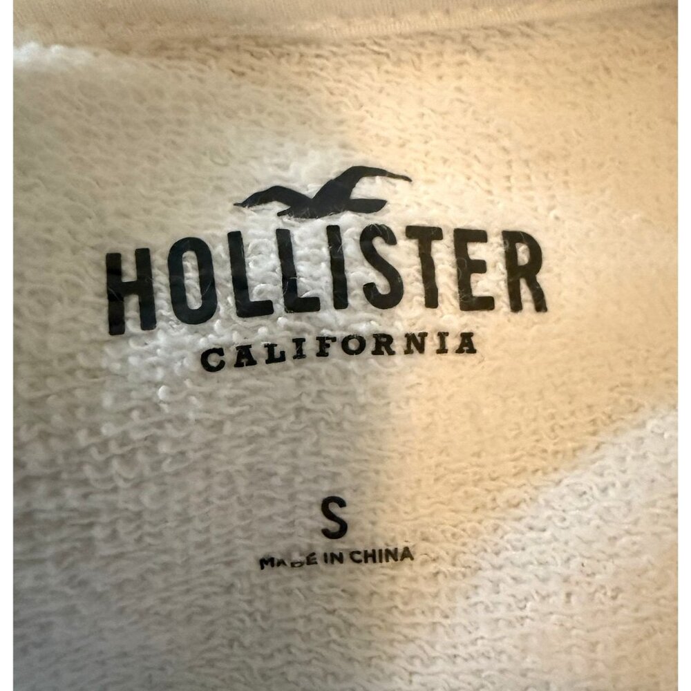 Hollister White Cropped Zip up Hoodie with Drawstrings Size Small - Picture 4 of 4